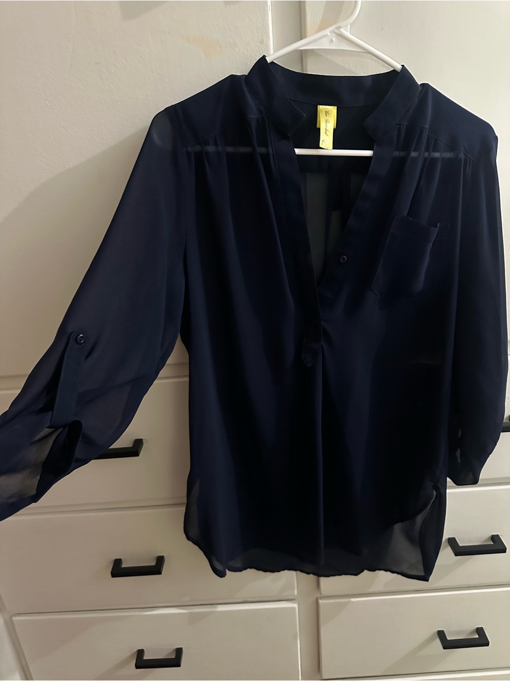 Francesca's Navy Sheer Blouse